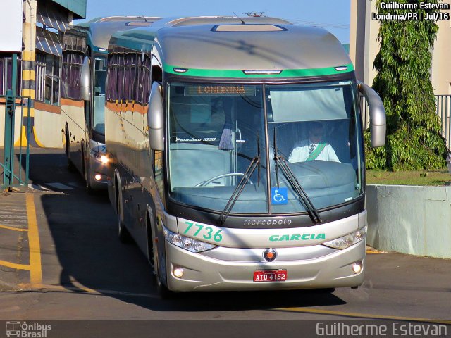 Viação Garcia 7736 na cidade de Londrina, Paraná, Brasil, por Guilherme Estevan. ID da foto: 4382590.