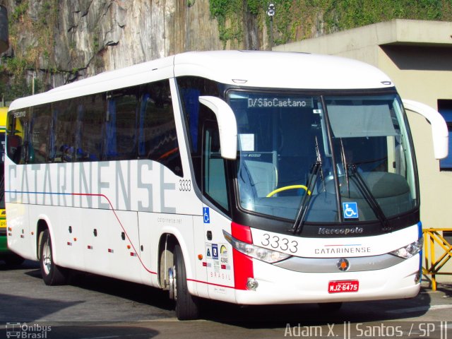 Auto Viação Catarinense 3333 na cidade de Santos, São Paulo, Brasil, por Adam Xavier Rodrigues Lima. ID da foto: 4384323.