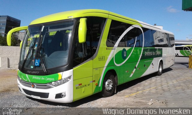 Expresso Princesa dos Campos 6683 na cidade de Curitiba, Paraná, Brasil, por Wagner Domingos Ivanesken. Número da foto: #4384568.