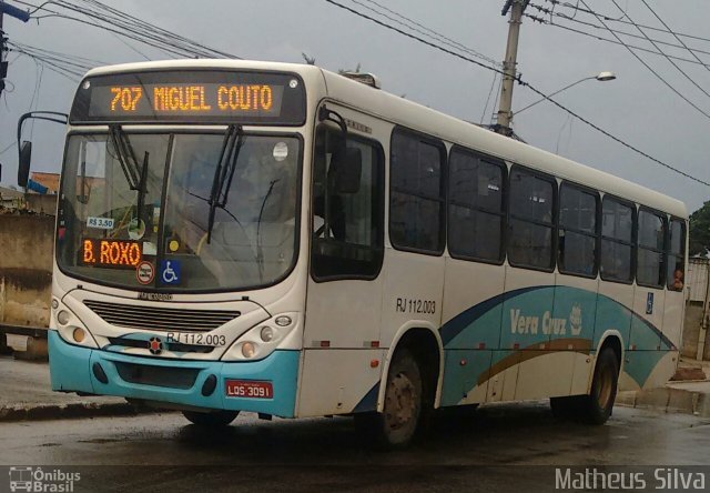 Auto Viação Vera Cruz - Belford Roxo RJ 112.003 na cidade de Belford Roxo, Rio de Janeiro, Brasil, por Matheus Silva. Número da foto: #4392712.