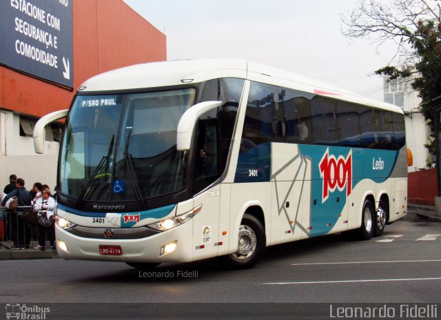 Auto Viação 1001 3401 na cidade de Rio de Janeiro, Rio de Janeiro, Brasil, por Leonardo Fidelli. ID da foto: 4395753.