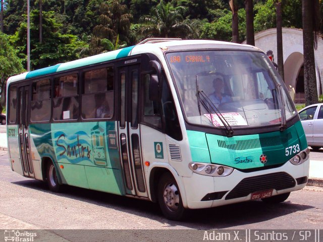 Viação Piracicabana Santos 5733 na cidade de Santos, São Paulo, Brasil, por Adam Xavier Rodrigues Lima. ID da foto: 4400433.