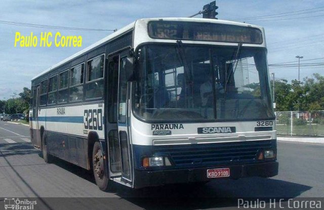 Viação Paraúna 3260 na cidade de Goiânia, Goiás, Brasil, por Carlos Júnior. ID da foto: 4403952.