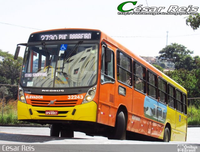 Transvia Transporte Coletivo 32243 na cidade de Belo Horizonte, Minas Gerais, Brasil, por César Ônibus. Número da foto: #4409917.