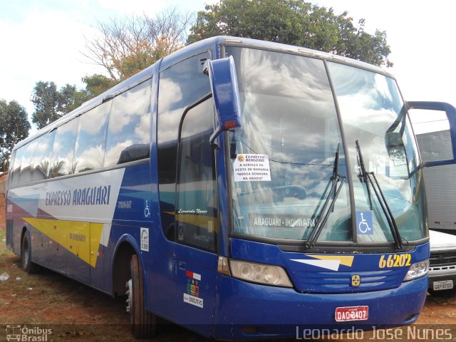 Expresso Araguari 66202 na cidade de Romaria, Minas Gerais, Brasil, por Leonardo J. Nunes. Número da foto: #4411080.