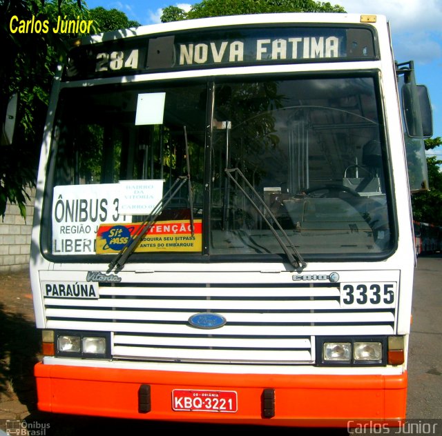 Viação Paraúna 3335 na cidade de Goiânia, Goiás, Brasil, por Carlos Júnior. ID da foto: 4414409.