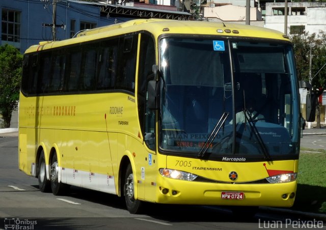 Viação Itapemirim 7005 na cidade de Vitória, Espírito Santo, Brasil, por Luan Peixoto. ID da foto: 4417073.