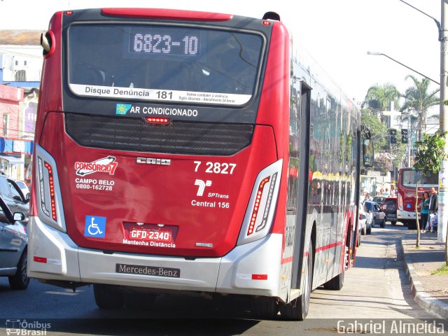 Viação Campo Belo 7 2827 na cidade de São Paulo, São Paulo, Brasil, por Gabriel Almeida. Número da foto: #4367421.