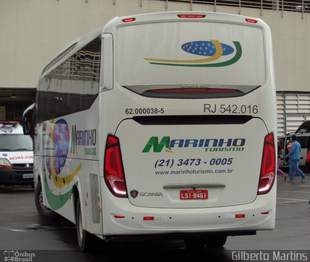Marinho Transporte e Turismo RJ 542.016 na cidade de Vitória, Espírito Santo, Brasil, por Gilberto Martins. Número da foto: #4374634.