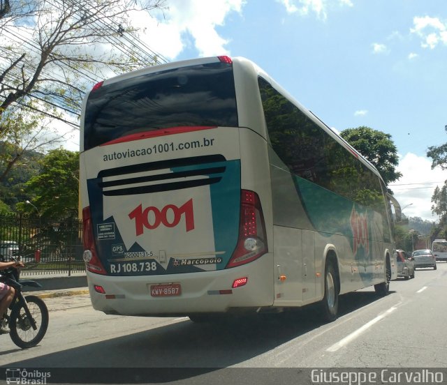 Auto Viação 1001 RJ 108.738 na cidade de Nova Friburgo, Rio de Janeiro, Brasil, por Giuseppe Carvalho. ID da foto: 4455049.