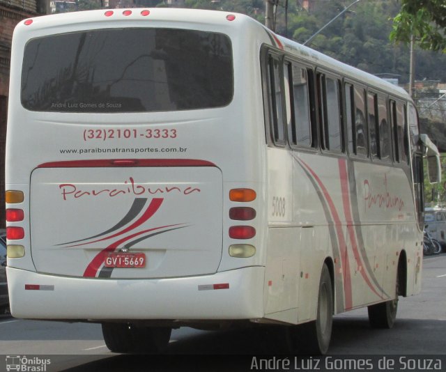 Paraibuna Transportes 5008 na cidade de Juiz de Fora, Minas Gerais, Brasil, por André Luiz Gomes de Souza. ID da foto: 4479670.