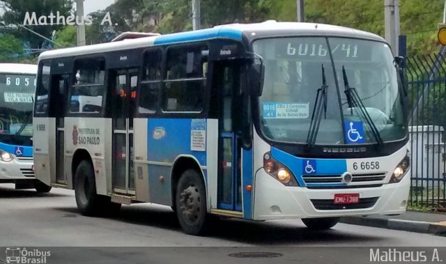 Transwolff Transportes e Turismo 6 6658 na cidade de São Paulo, São Paulo, Brasil, por Matheus Ariel. Número da foto: #4480608.