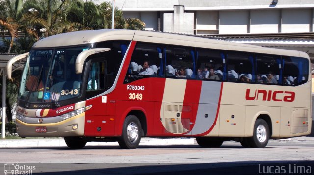 Transportes Única Petrópolis RJ 163.043 na cidade de Rio de Janeiro, Rio de Janeiro, Brasil, por Lucas Lima. Número da foto: #4481359.