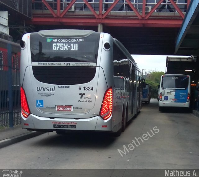 Viação Cidade Dutra 6 1324 na cidade de São Paulo, São Paulo, Brasil, por Matheus Ariel. Número da foto: #4490331.