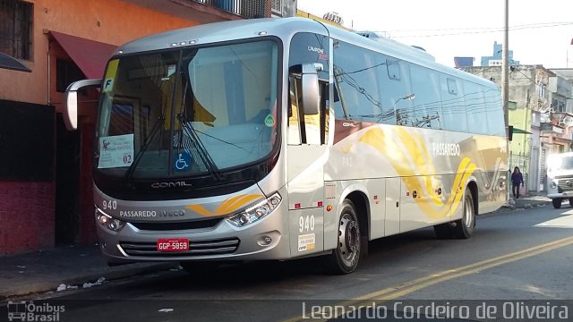 Passaredo Transporte e Turismo 940 na cidade de São Paulo, São Paulo, Brasil, por Eduardo de Oliveira. Número da foto: #4489020.
