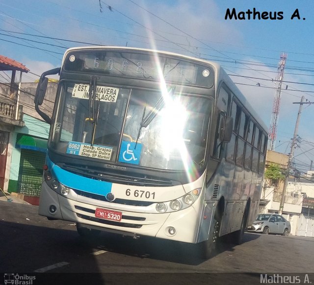 Transwolff Transportes e Turismo 6 6701 na cidade de São Paulo, São Paulo, Brasil, por Matheus Ariel. Número da foto: #4494572.